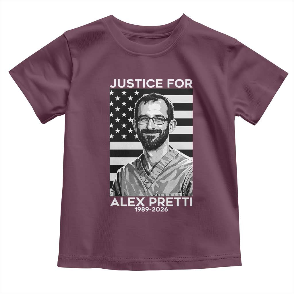 Justices for Alex Pretti Toddler T Shirt Resist ICE Immigration Deportation Protest Minnesota TS14 Maroon Print Your Wear