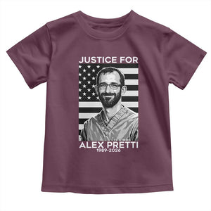 Justices for Alex Pretti Toddler T Shirt Resist ICE Immigration Deportation Protest Minnesota TS14 Maroon Print Your Wear