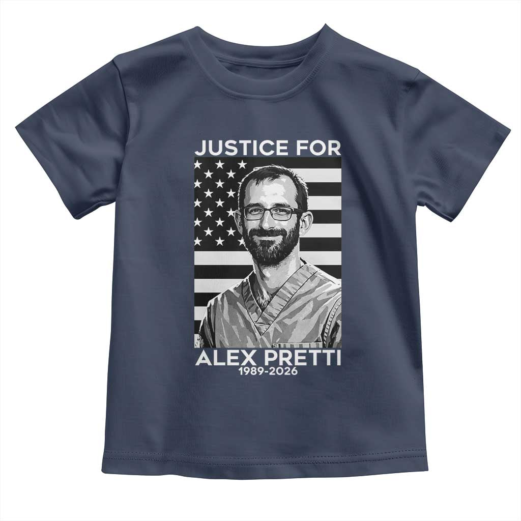 Justices for Alex Pretti Toddler T Shirt Resist ICE Immigration Deportation Protest Minnesota TS14 Navy Print Your Wear