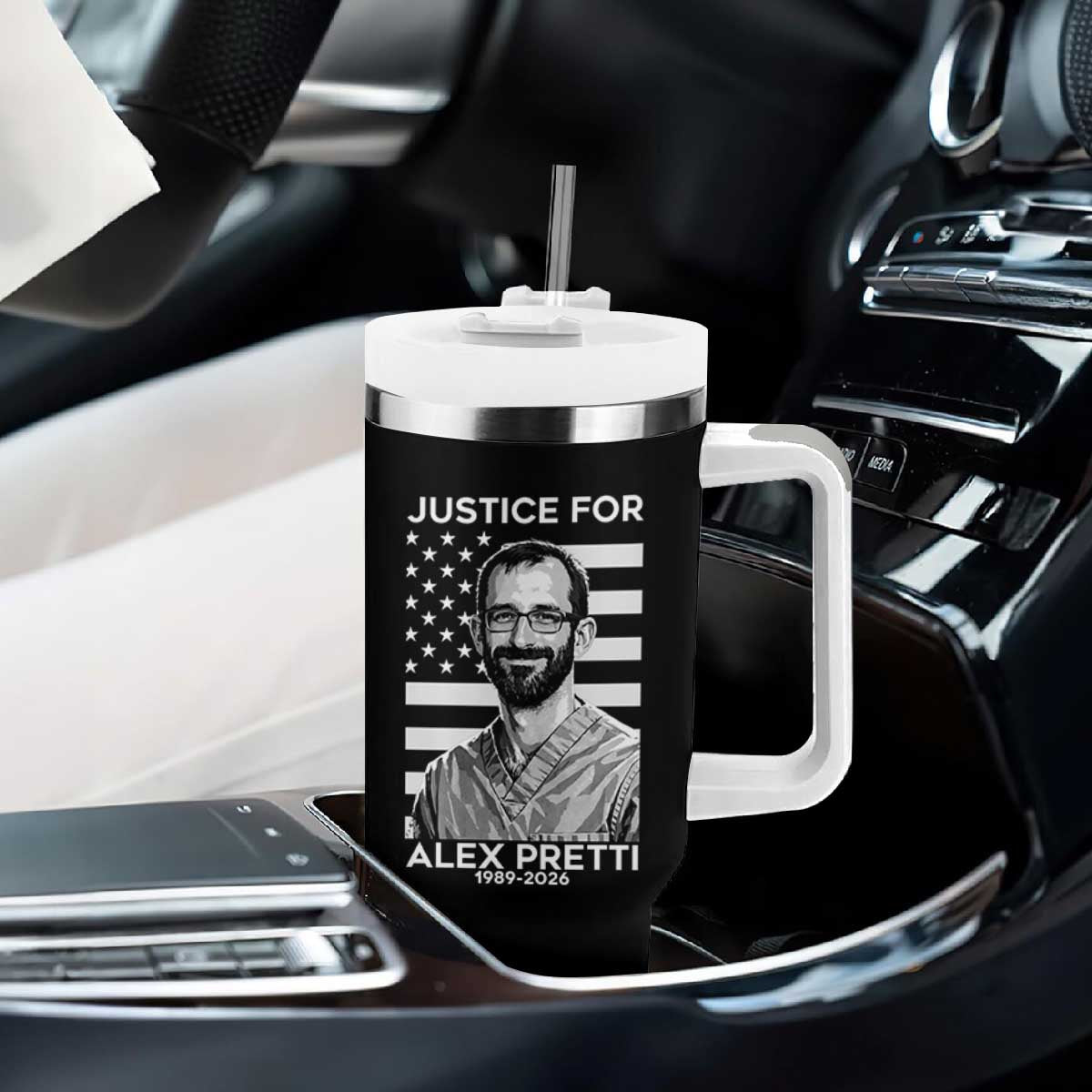 Justices for Alex Pretti Tumbler With Handle Resist ICE Immigration Deportation Protest Minnesota TS14 Print Your Wear