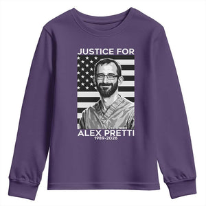 Justices for Alex Pretti Youth Sweatshirt Resist ICE Immigration Deportation Protest Minnesota TS14 Purple Print Your Wear