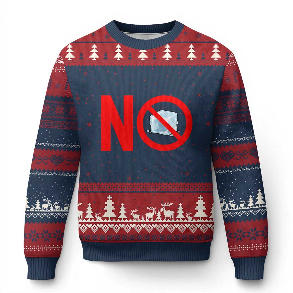 Anti ICE Ugly Christmas Sweater No ICE Protest Symbol Anti Immigration Enforcement TS14 Navy Red Print Your Wear