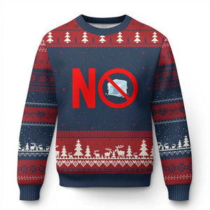 Anti ICE Ugly Christmas Sweater No ICE Protest Symbol Anti Immigration Enforcement TS14 Navy Red Print Your Wear