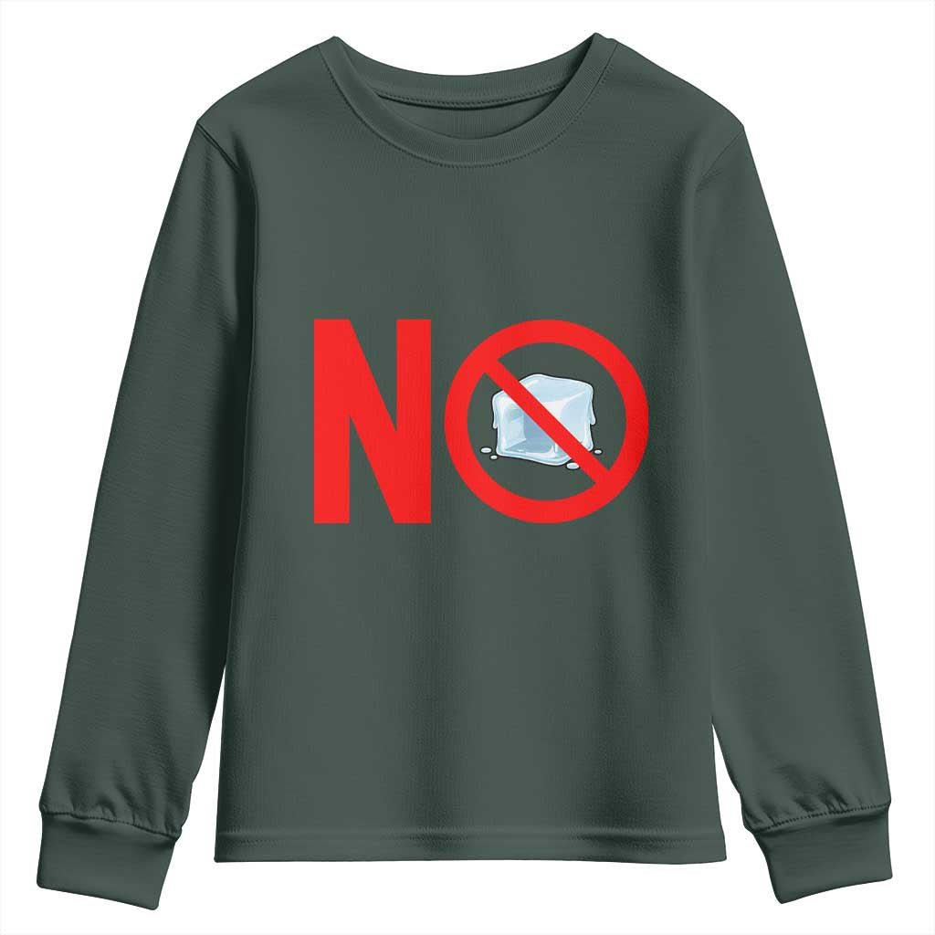 Anti ICE Youth Sweatshirt No ICE Protest Symbol Anti Immigration Enforcement TS14 Dark Forest Green Print Your Wear