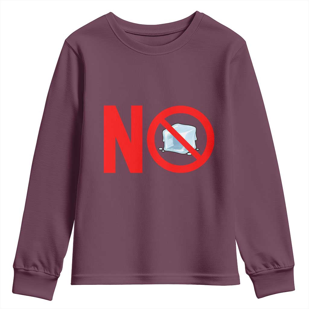 Anti ICE Youth Sweatshirt No ICE Protest Symbol Anti Immigration Enforcement TS14 Maroon Print Your Wear