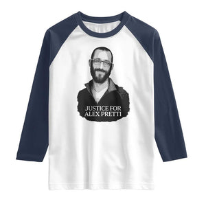 Justices for Alex Pretti Raglan Shirt Anti ICE Immigration Protest Human Rights TS14 White Navy Print Your Wear