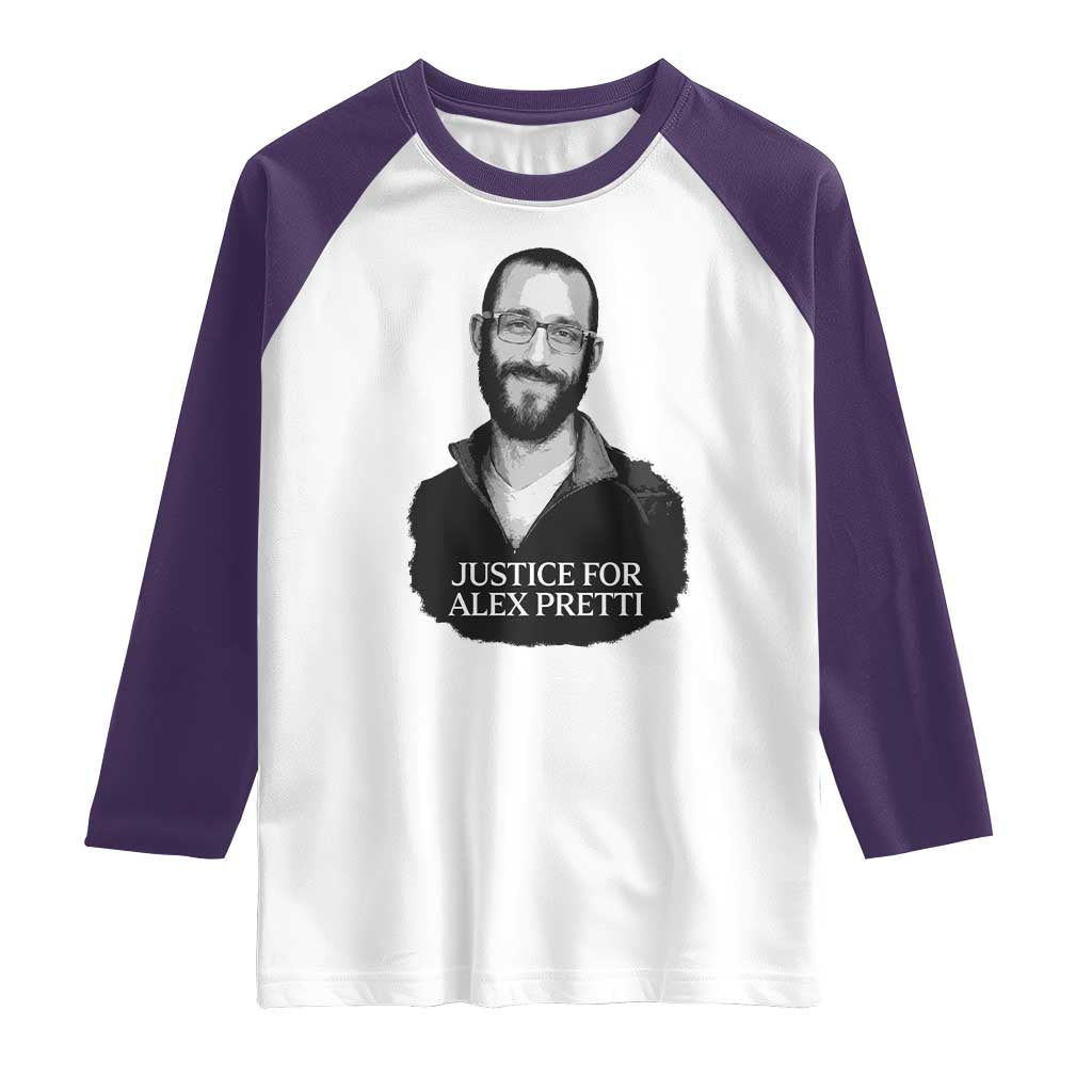 Justices for Alex Pretti Raglan Shirt Anti ICE Immigration Protest Human Rights TS14 White Purple Print Your Wear