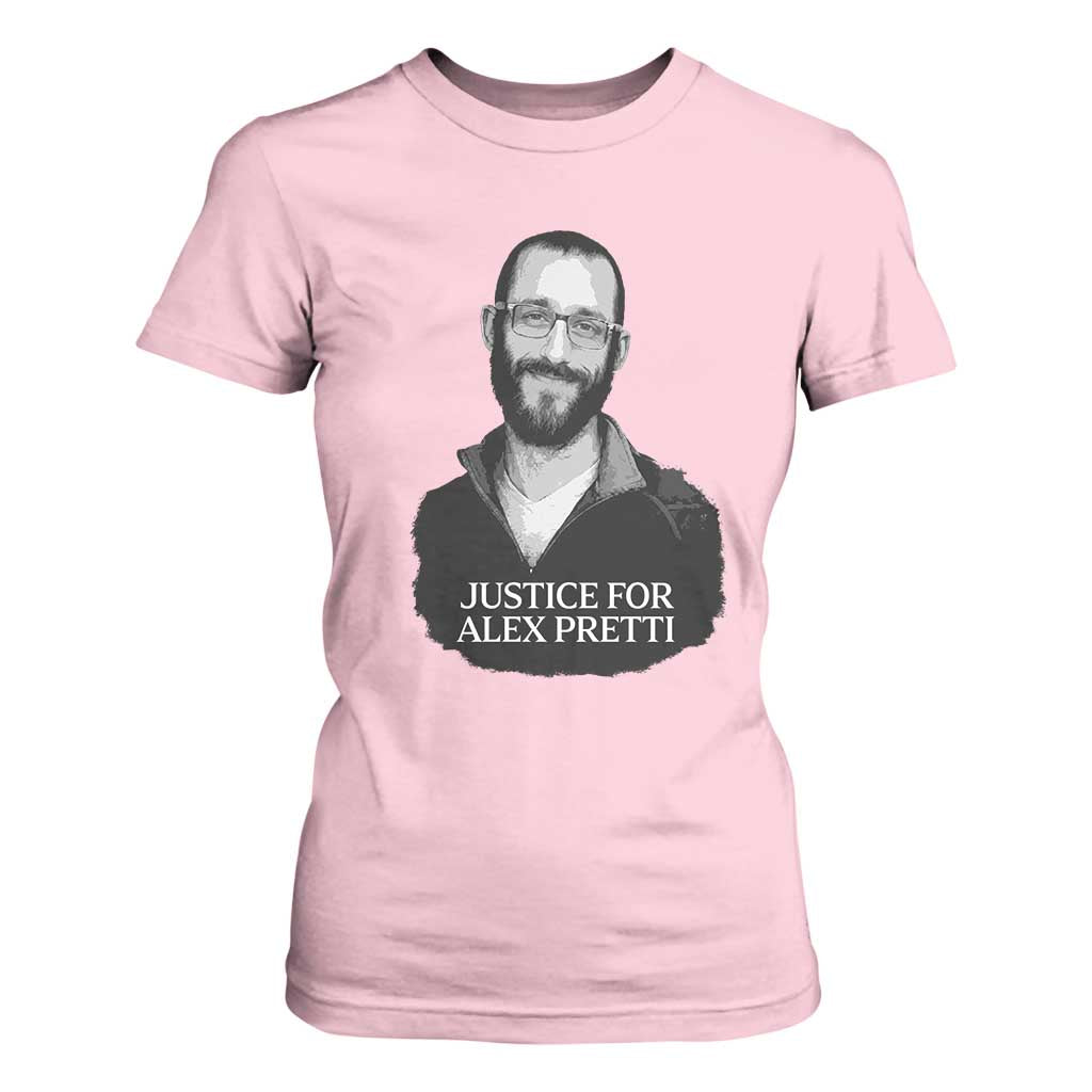 Justices for Alex Pretti T Shirt For Women Anti ICE Immigration Protest Human Rights TS14 Light Pink Print Your Wear
