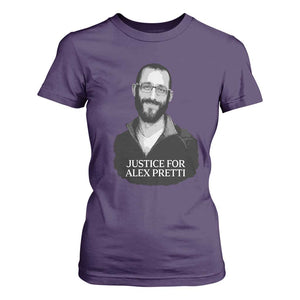 Justices for Alex Pretti T Shirt For Women Anti ICE Immigration Protest Human Rights TS14 Purple Print Your Wear