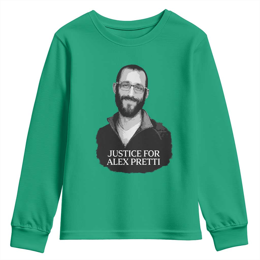 Justices for Alex Pretti Youth Sweatshirt Anti ICE Immigration Protest Human Rights TS14 Irish Green Print Your Wear