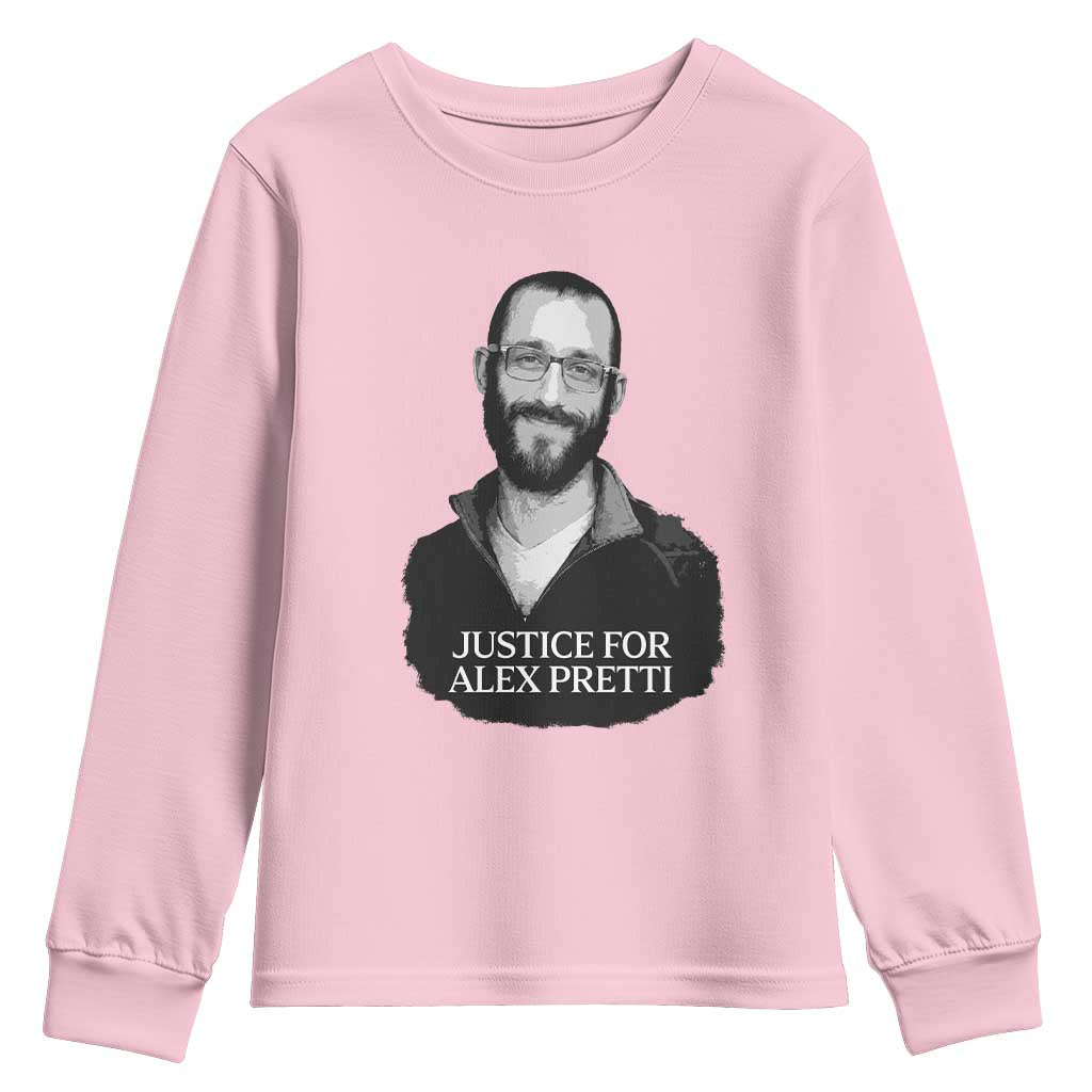 Justices for Alex Pretti Youth Sweatshirt Anti ICE Immigration Protest Human Rights TS14 Light Pink Print Your Wear
