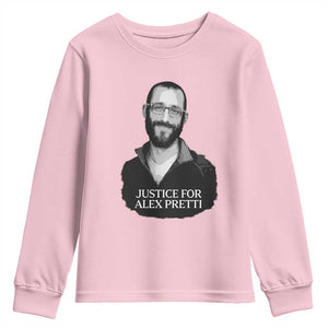 Justices for Alex Pretti Youth Sweatshirt Anti ICE Immigration Protest Human Rights TS14 Light Pink Print Your Wear