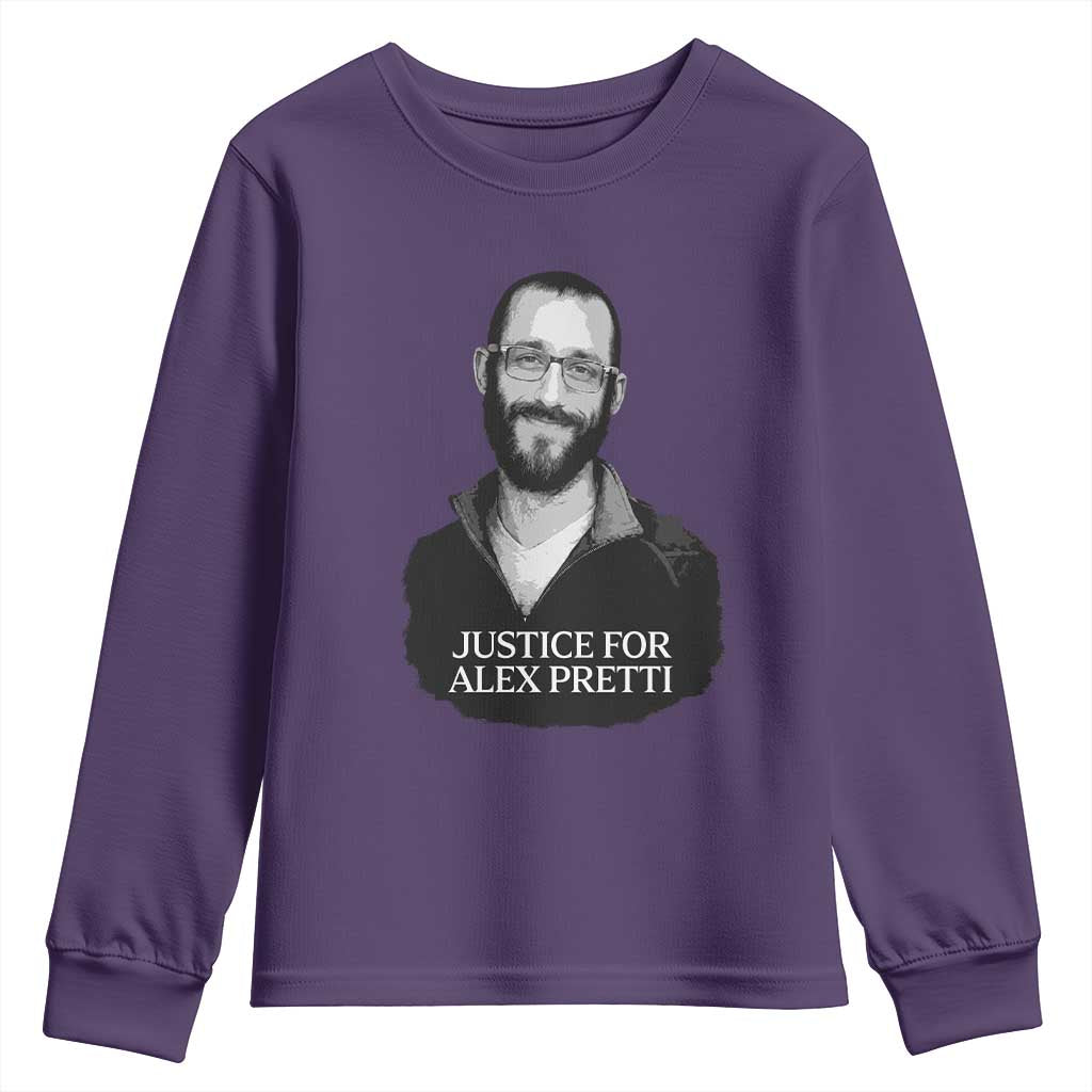 Justices for Alex Pretti Youth Sweatshirt Anti ICE Immigration Protest Human Rights TS14 Purple Print Your Wear