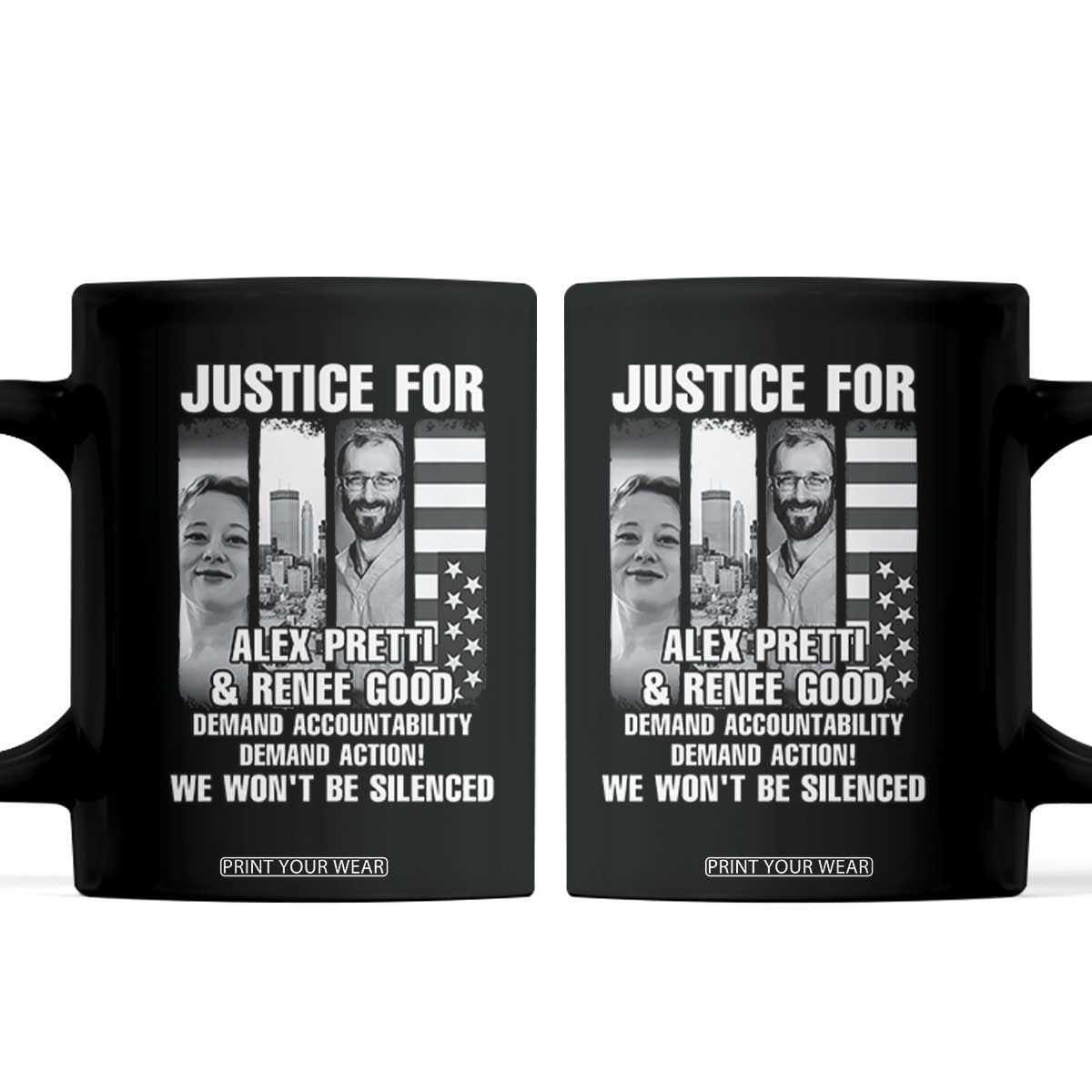 Justice for Alex and Renee Coffee Mug Anti ICE Immigration Protest Human Rights TS14 Black Print Your Wear