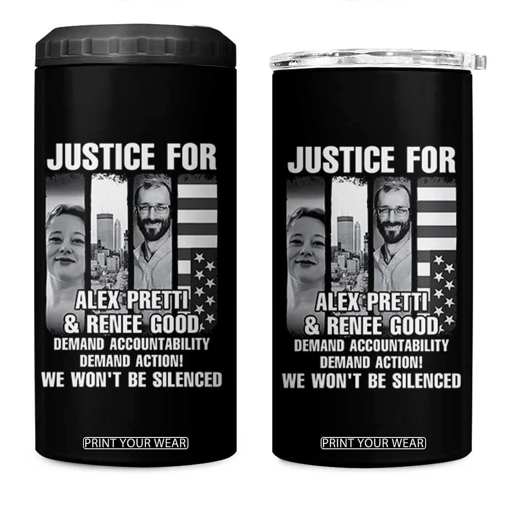 Justice for Alex and Renee 4 in 1 Can Cooler Tumbler Anti ICE Immigration Protest Human Rights TS14 One Size: 16 oz Black Print Your Wear