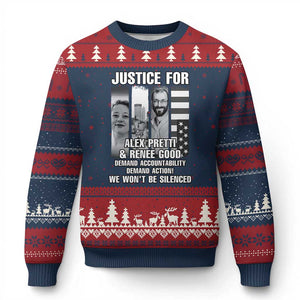 Justice for Alex and Renee Ugly Christmas Sweater Anti ICE Immigration Protest Human Rights TS14 Navy Red Print Your Wear