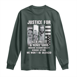 Justice for Alex and Renee Long Sleeve Shirt Anti ICE Immigration Protest Human Rights TS14 Dark Forest Green Print Your Wear