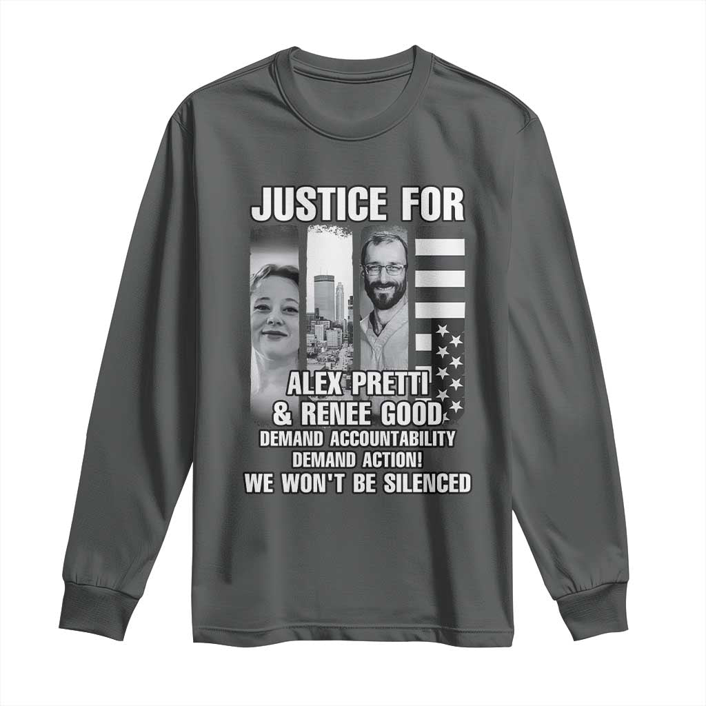 Justice for Alex and Renee Long Sleeve Shirt Anti ICE Immigration Protest Human Rights TS14 Dark Heather Print Your Wear