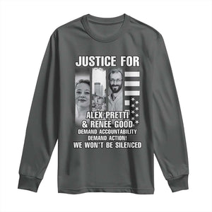 Justice for Alex and Renee Long Sleeve Shirt Anti ICE Immigration Protest Human Rights TS14 Dark Heather Print Your Wear