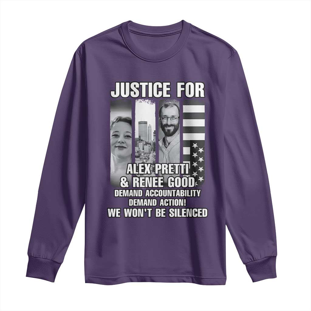 Justice for Alex and Renee Long Sleeve Shirt Anti ICE Immigration Protest Human Rights TS14 Purple Print Your Wear