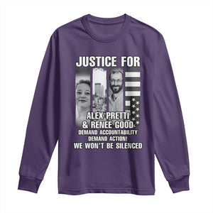 Justice for Alex and Renee Long Sleeve Shirt Anti ICE Immigration Protest Human Rights TS14 Purple Print Your Wear
