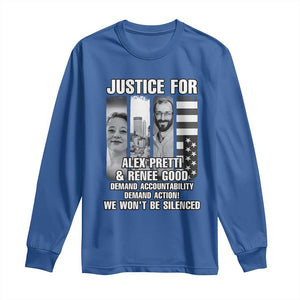 Justice for Alex and Renee Long Sleeve Shirt Anti ICE Immigration Protest Human Rights TS14 Royal Blue Print Your Wear