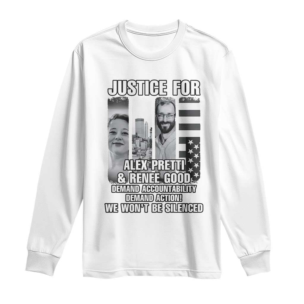 Justice for Alex and Renee Long Sleeve Shirt Anti ICE Immigration Protest Human Rights TS14 White Print Your Wear