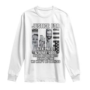 Justice for Alex and Renee Long Sleeve Shirt Anti ICE Immigration Protest Human Rights TS14 White Print Your Wear