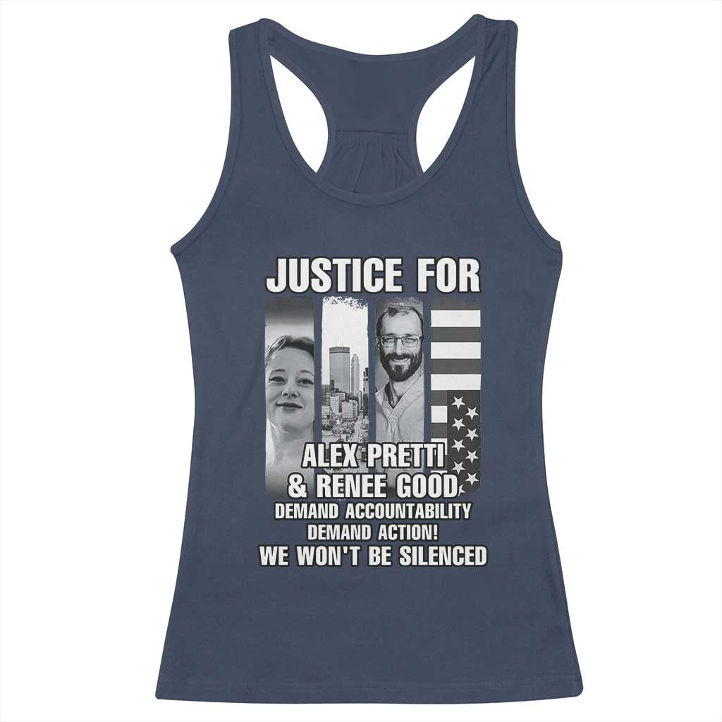 Justice for Alex and Renee Racerback Tank Top Anti ICE Immigration Protest Human Rights TS14 Navy Print Your Wear