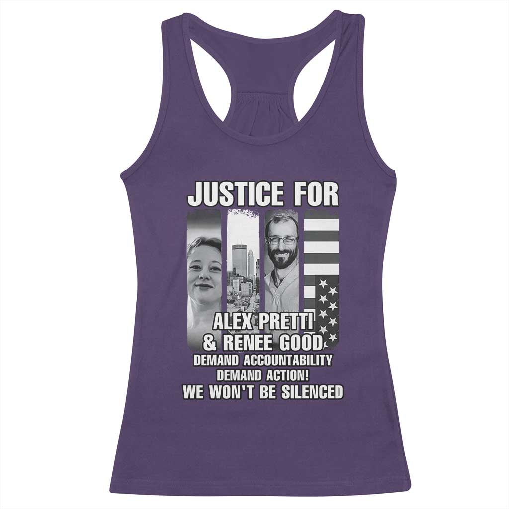 Justice for Alex and Renee Racerback Tank Top Anti ICE Immigration Protest Human Rights TS14 Purple Print Your Wear