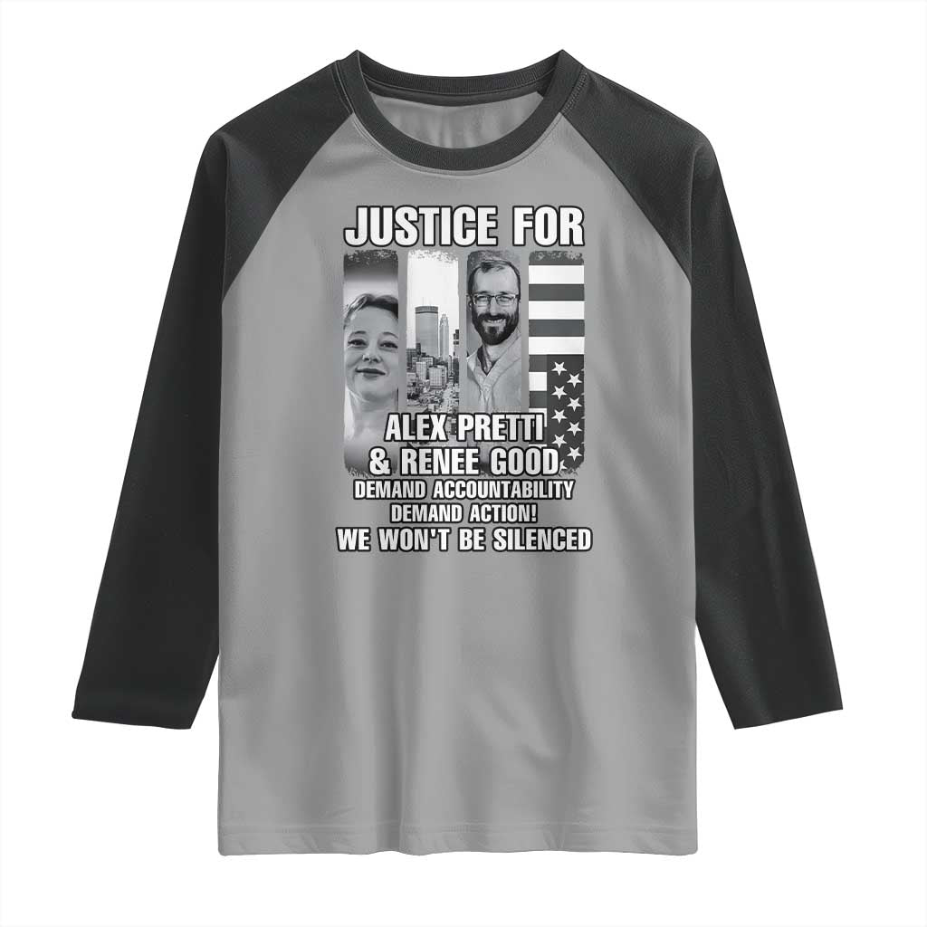 Justice for Alex and Renee Raglan Shirt Anti ICE Immigration Protest Human Rights TS14 Sport Gray Black Print Your Wear