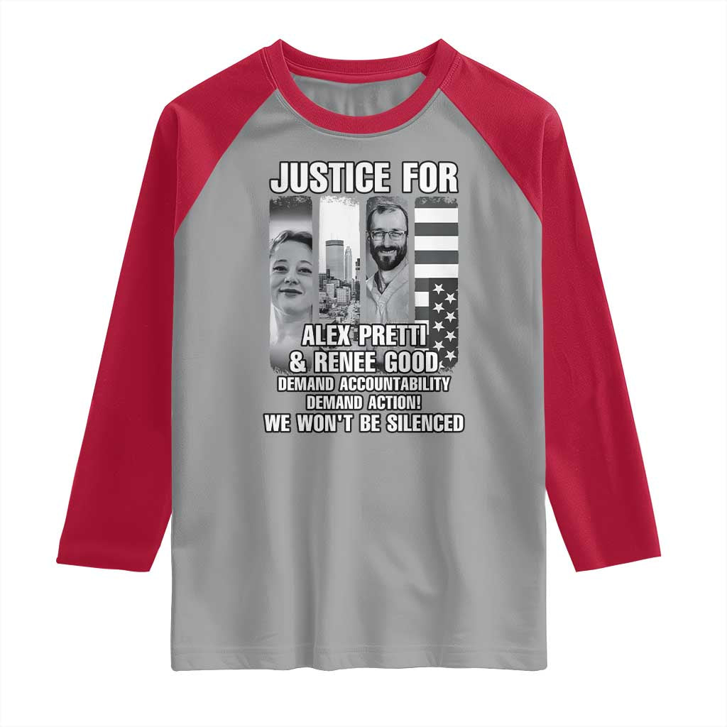 Justice for Alex and Renee Raglan Shirt Anti ICE Immigration Protest Human Rights TS14 Sport Gray Red Print Your Wear
