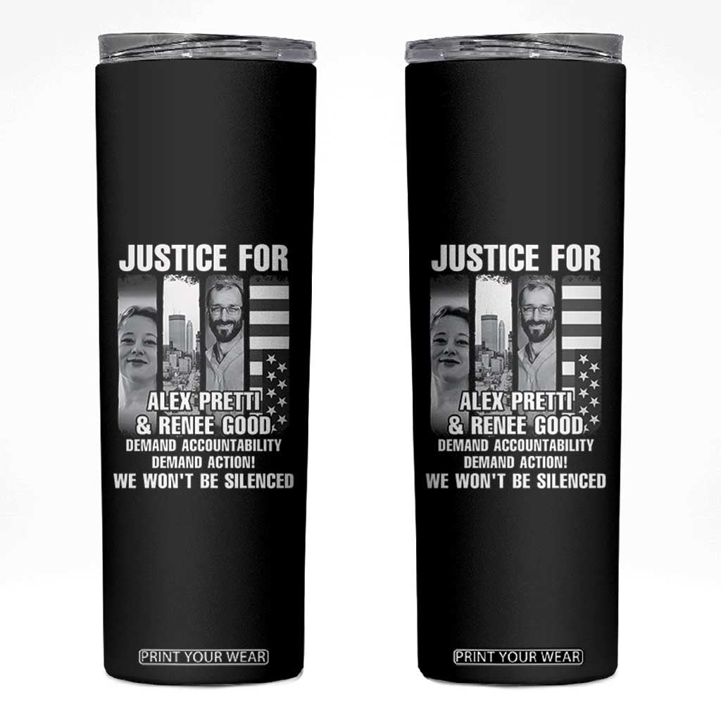 Justice for Alex and Renee Skinny Tumbler Anti ICE Immigration Protest Human Rights TS14 Black Print Your Wear