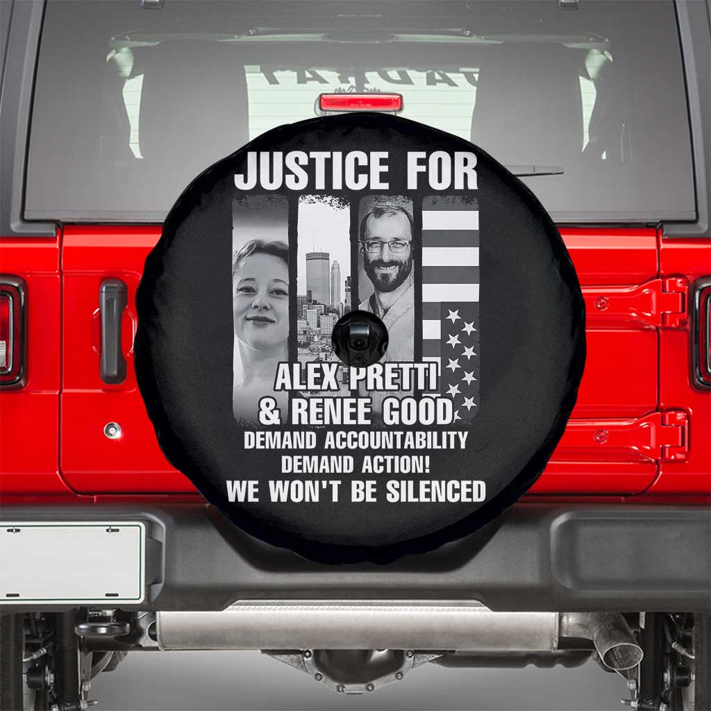 Justice for Alex and Renee Spare Tire Cover Anti ICE Immigration Protest Human Rights TS14 Black Print Your Wear