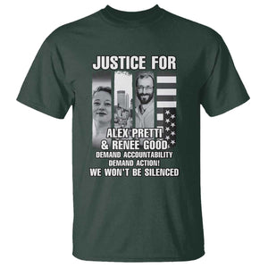 Justice for Alex and Renee T Shirt Anti ICE Immigration Protest Human Rights TS14 Dark Forest Green Print Your Wear