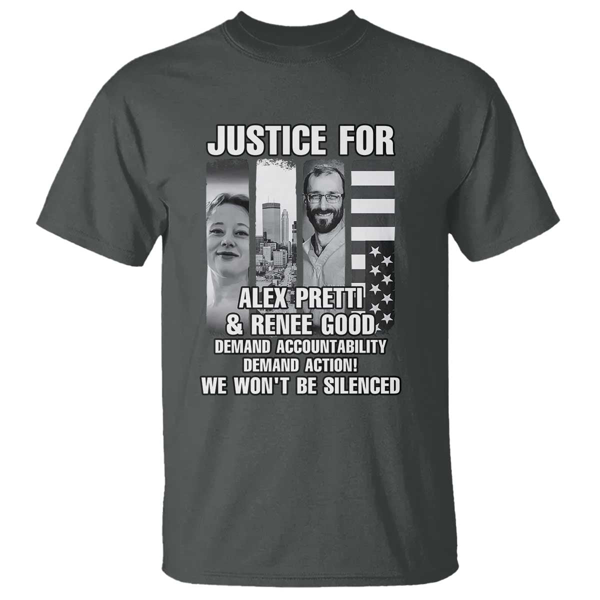 Justice for Alex and Renee T Shirt Anti ICE Immigration Protest Human Rights TS14 Dark Heather Print Your Wear