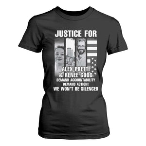 Justice for Alex and Renee T Shirt For Women Anti ICE Immigration Protest Human Rights TS14 Black Print Your Wear