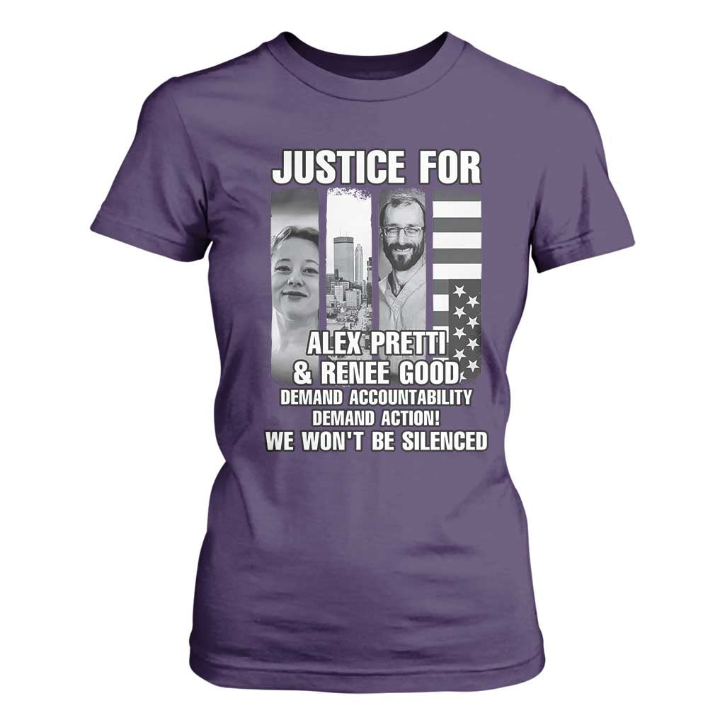 Justice for Alex and Renee T Shirt For Women Anti ICE Immigration Protest Human Rights TS14 Purple Print Your Wear