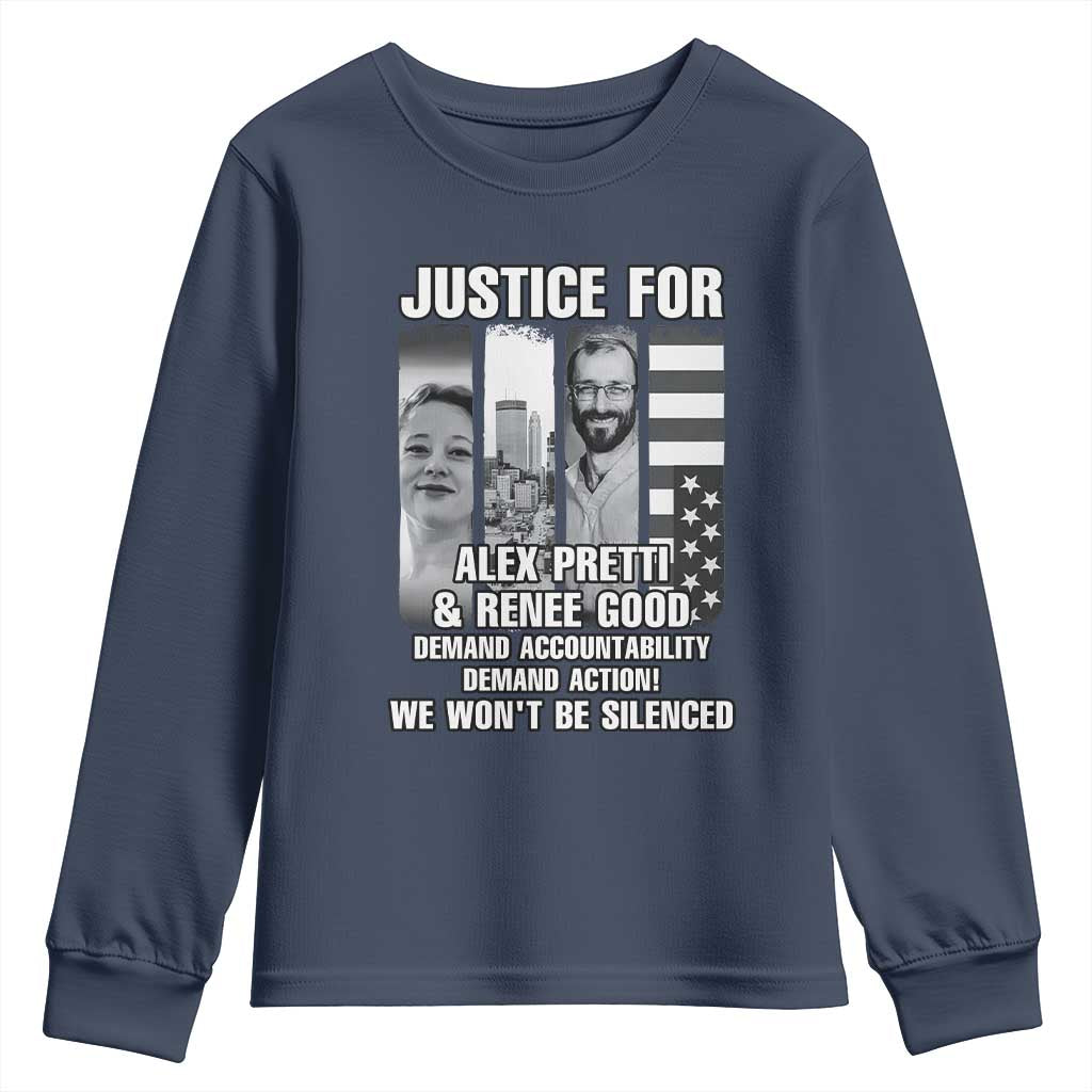 Justice for Alex and Renee Youth Sweatshirt Anti ICE Immigration Protest Human Rights TS14 Navy Print Your Wear