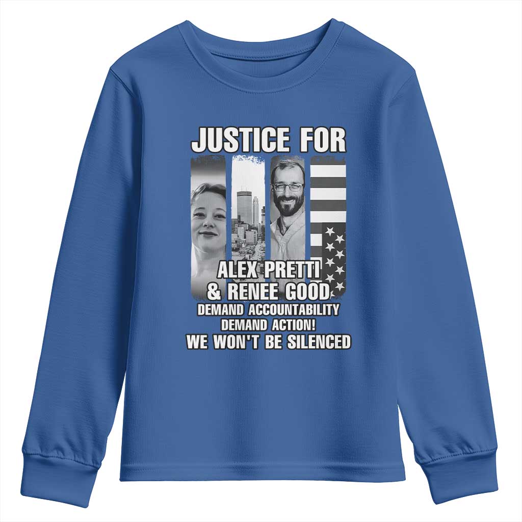 Justice for Alex and Renee Youth Sweatshirt Anti ICE Immigration Protest Human Rights TS14 Royal Blue Print Your Wear