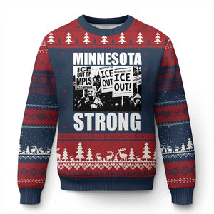 Minnesota Strong Ugly Christmas Sweater Resist Anti ICE Immigration Protest TS14 Navy Red Print Your Wear