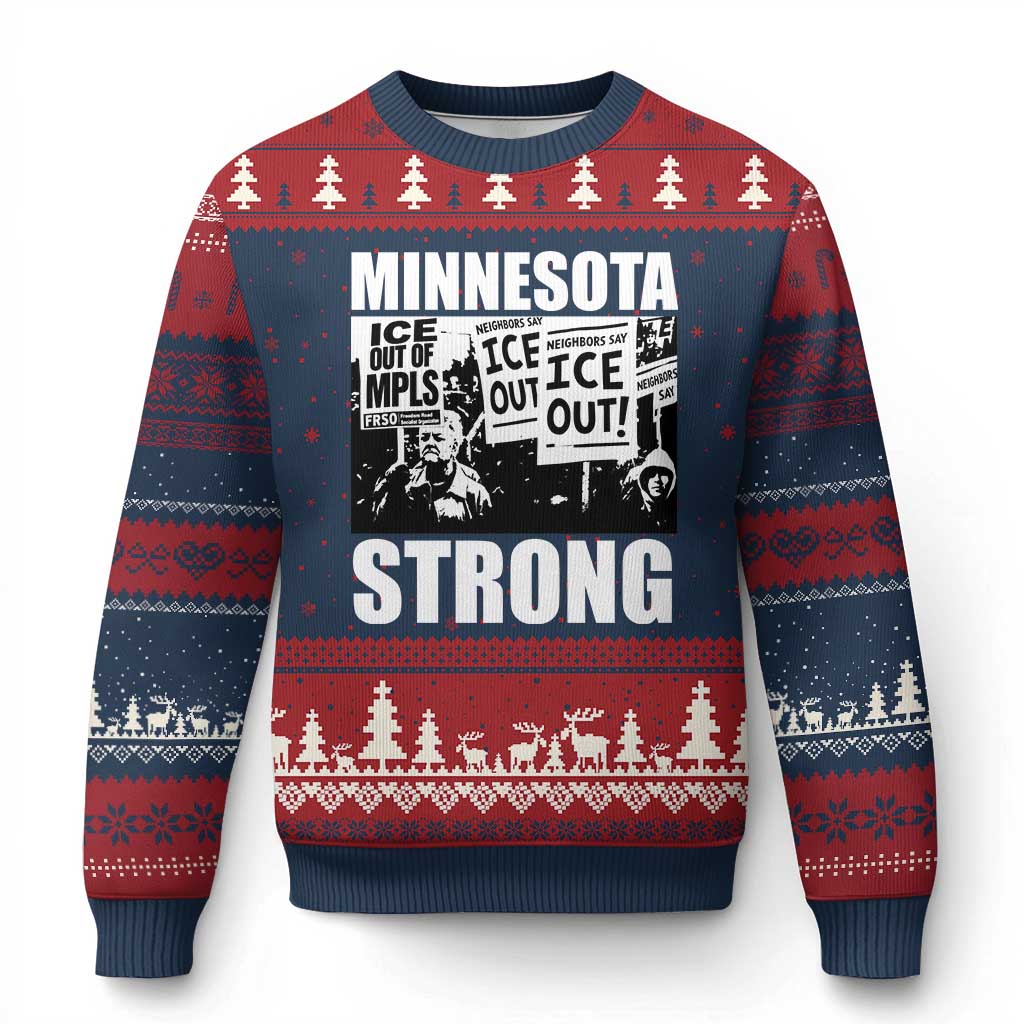 Minnesota Strong Ugly Christmas Sweater Resist Anti ICE Immigration Protest TS14 Navy Red Print Your Wear