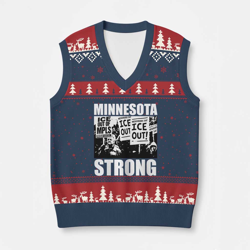 Minnesota Strong V-Neck Knit Sweater Vest Resist Anti ICE Immigration Protest TS14 Navy Red Print Your Wear
