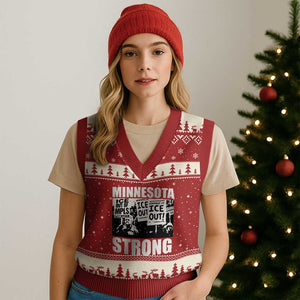 Minnesota Strong V-Neck Knit Sweater Vest Resist Anti ICE Immigration Protest TS14 Red Beige Print Your Wear