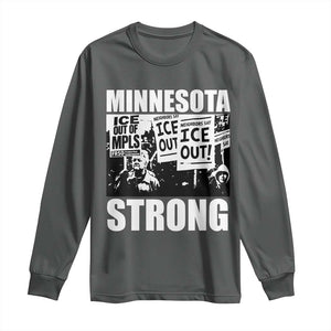 Minnesota Strong Long Sleeve Shirt Resist Anti ICE Immigration Protest TS14 Dark Heather Print Your Wear