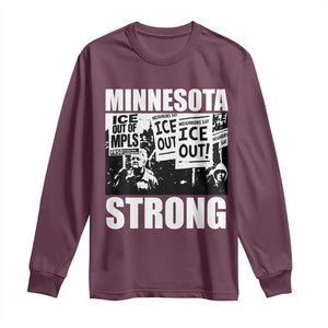 Minnesota Strong Long Sleeve Shirt Resist Anti ICE Immigration Protest TS14 Maroon Print Your Wear