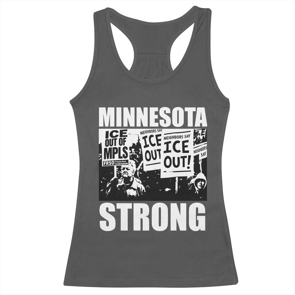 Minnesota Strong Racerback Tank Top Resist Anti ICE Immigration Protest TS14 Dark Heather Print Your Wear