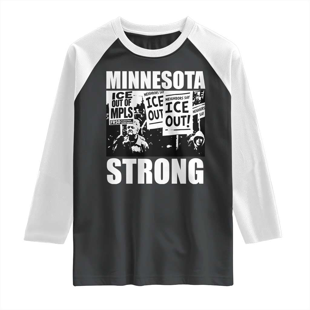 Minnesota Strong Raglan Shirt Resist Anti ICE Immigration Protest TS14 Black White Print Your Wear