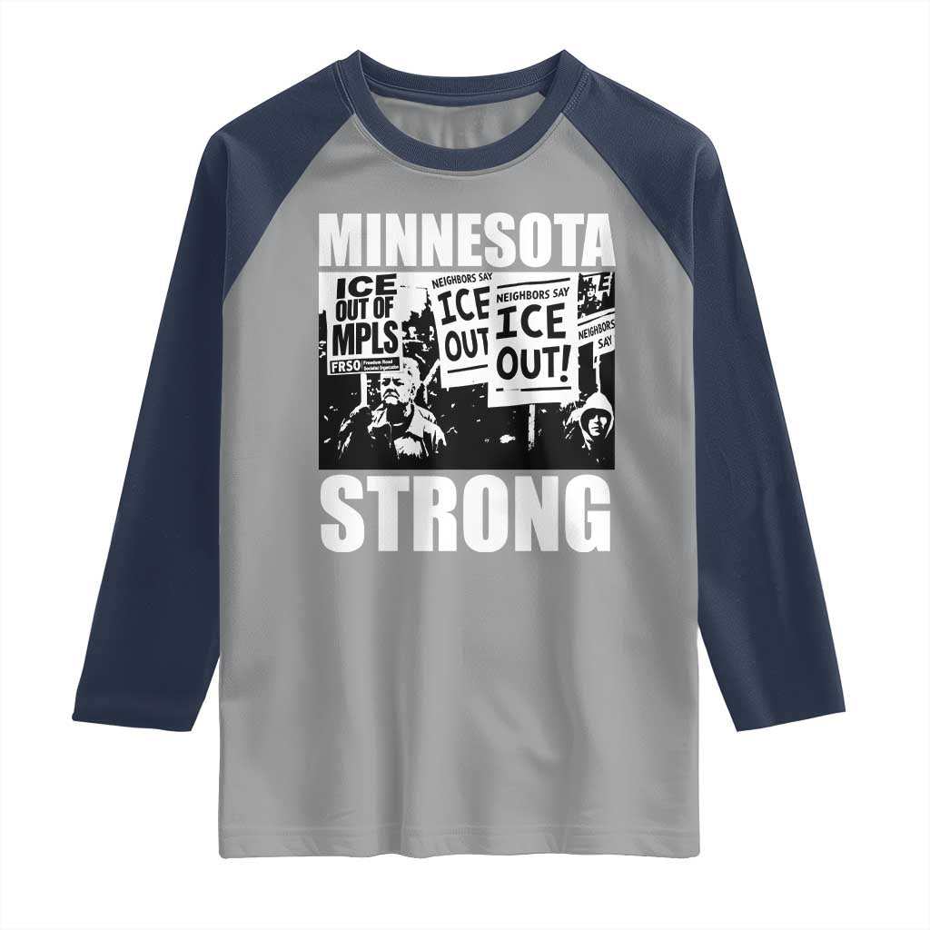 Minnesota Strong Raglan Shirt Resist Anti ICE Immigration Protest TS14 Sport Gray Navy Print Your Wear
