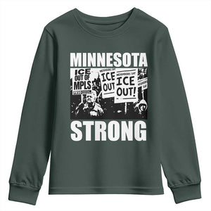 Minnesota Strong Youth Sweatshirt Resist Anti ICE Immigration Protest TS14 Dark Forest Green Print Your Wear